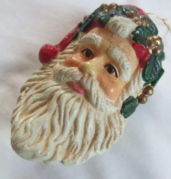 Vintage Santa Claus Head Face Christmas Tree Ornament