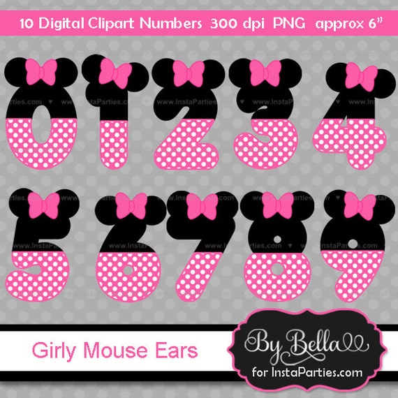 Items similar to INSTANT DOWNLOAD Girl Mouse inspired clipart numbers ...