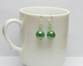 Green Dangle Earrings - Green Glitter Ball Earrings - Green Disco Ball Earrings - Green Earrings - Green Ball Earrings - Emerald Green
