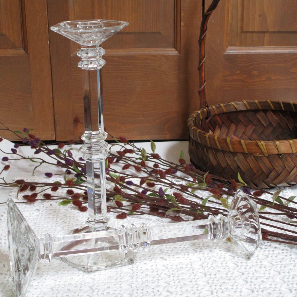 Vintage Crystal Candle Stick Holders Haute Juice