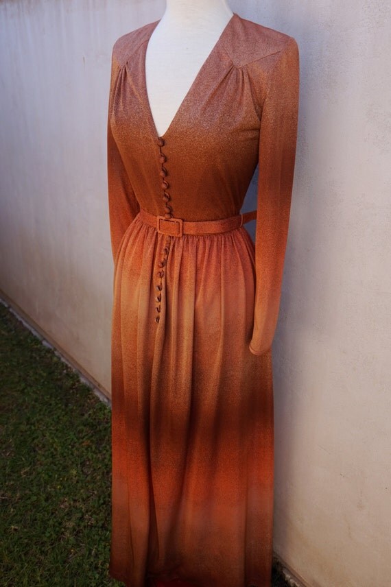 Burnt orange maxi dress long sleeve