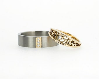 White gold matching wedding rings