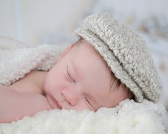 Baby Boy Hat 0 to 3 Month Irish Donegal Cap Tan Baby Hat Cream Crochet Hat Knit like Donegal Hat Ireland Photo Prop Irish Baby Boy Clothes