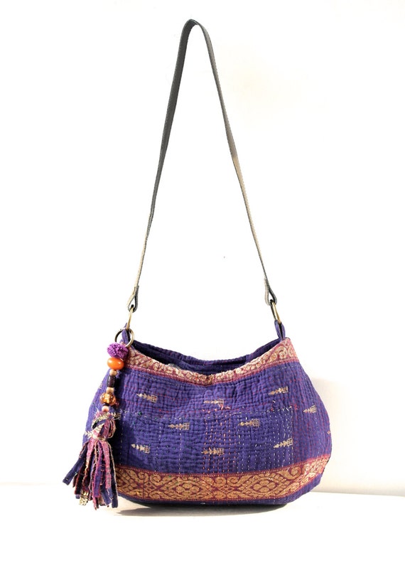 kantha bag kantha quilt bag indian bag shoulder bag by fairlyworn