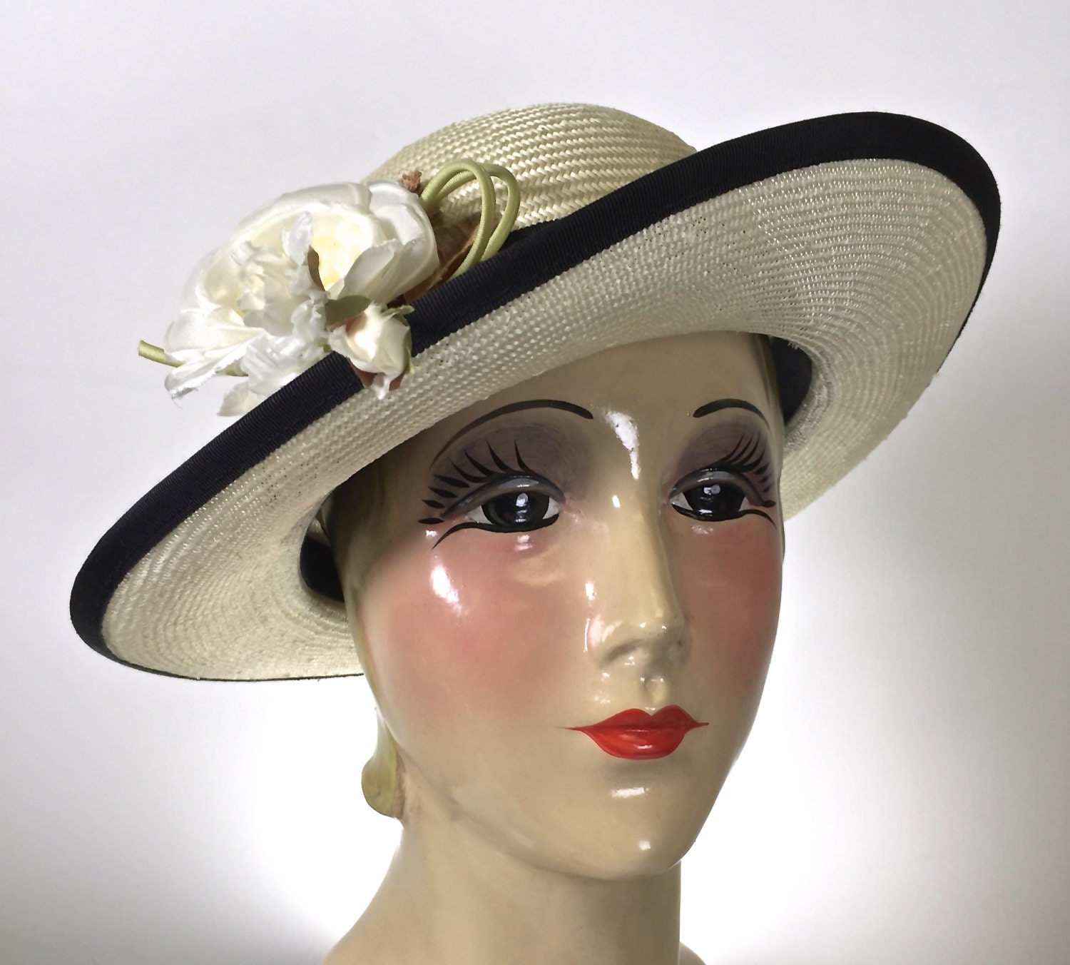 Off White/Ivory Women's Small Brim Straw Hat Kentucky