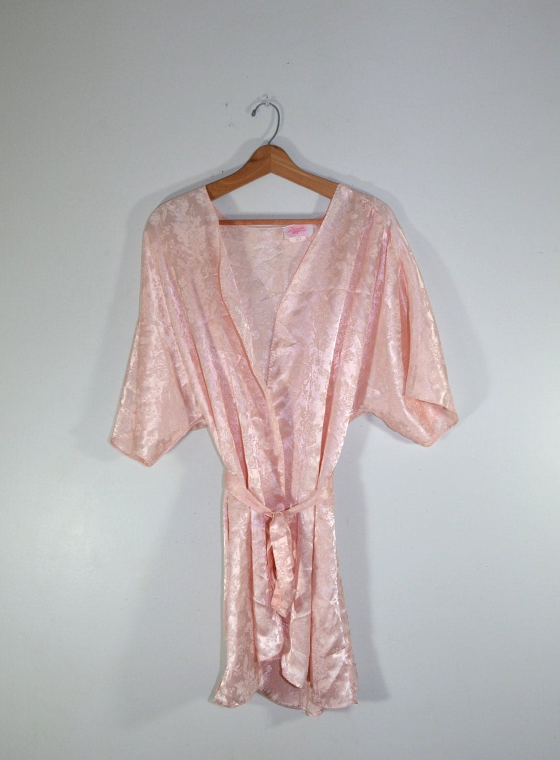 Silk Robe Peach Robe Floral Print Robe by founditinatlanta on Etsy