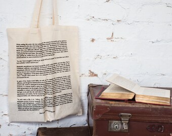 Pride And Prejudice Cotton Tote Bag - Book Page Print - Mr Darcy Proposal - Jane Austen Quote - Cotton Book Bag - Gift for Book Lover