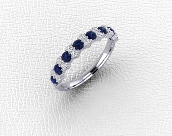 14K white gold Garland diamond and Sapphire band