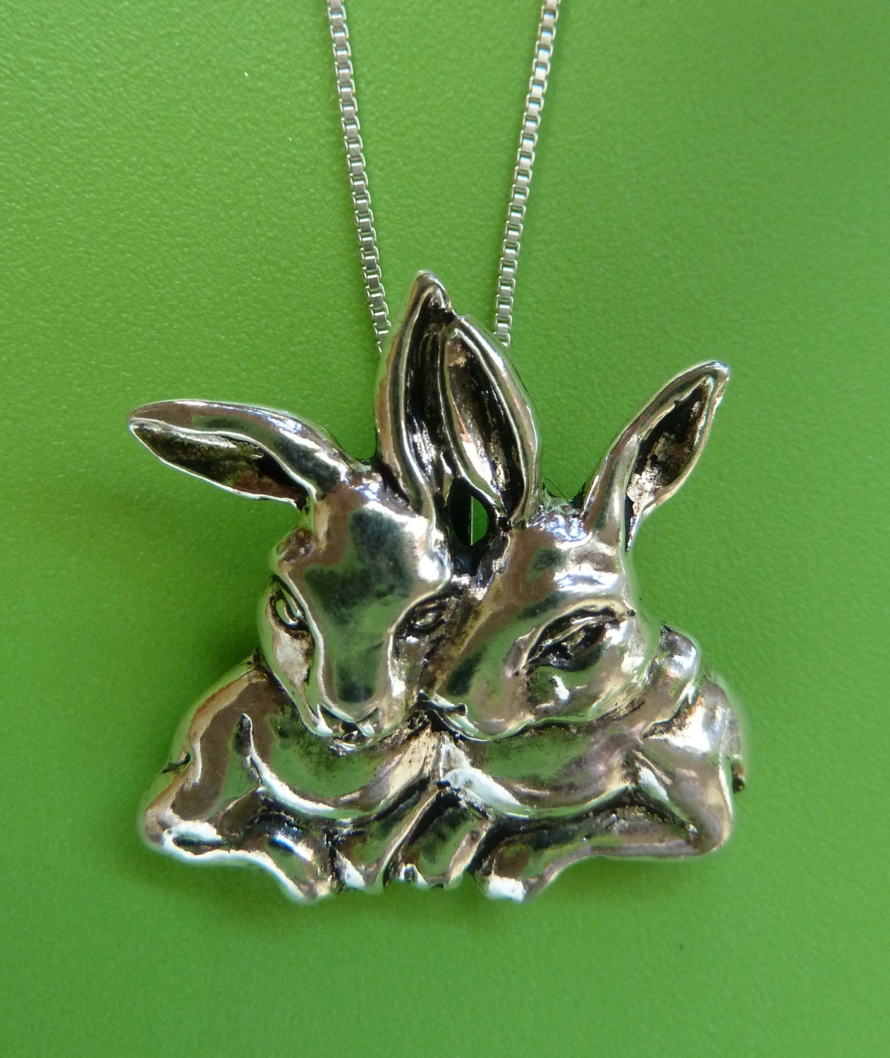 Sterling Silver-Rabbit Necklace-Bunny Necklace-Hare