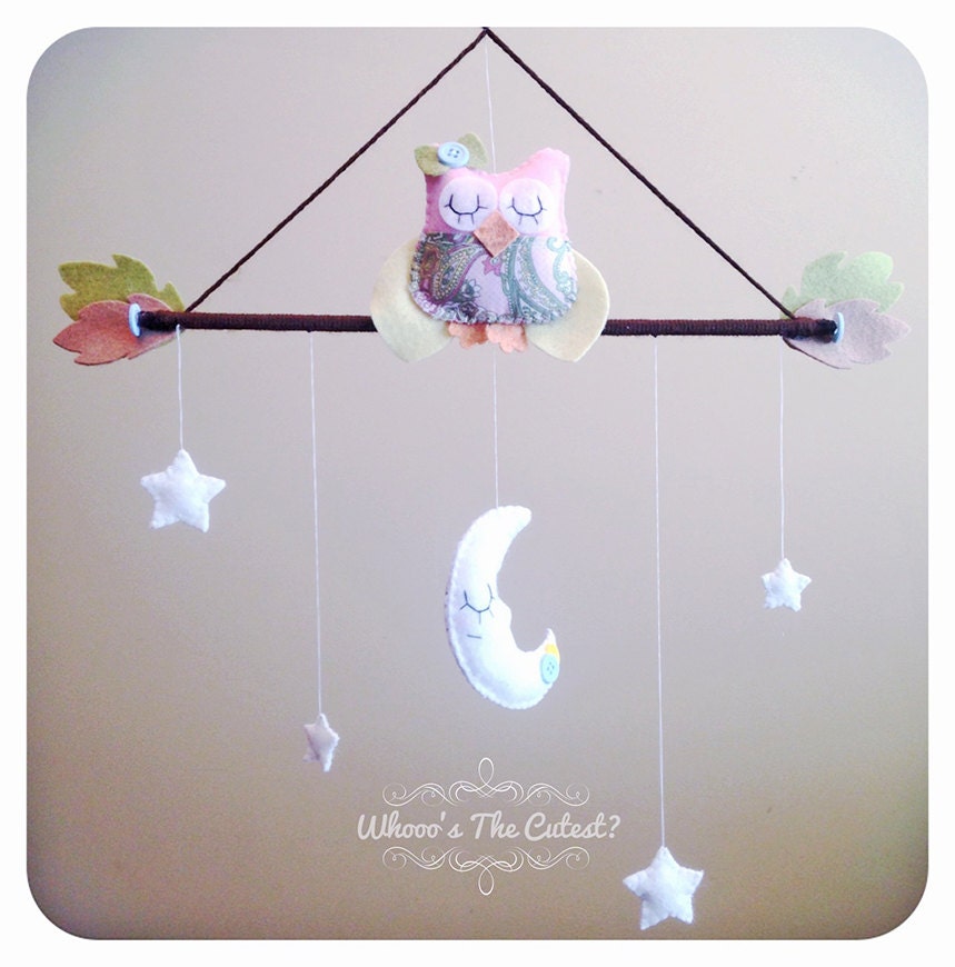 Baby Mobile Owl Baby Mobile Forest Mobile Baby by PaigeAndPoppy