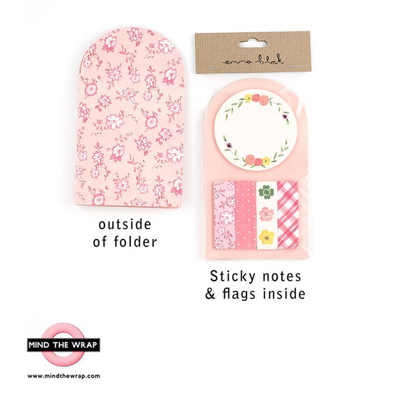 Flowers Sticky Notes Set Round Stickers and Flags by MindtheWrap