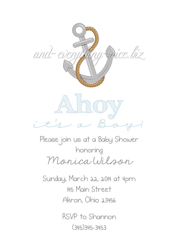 Items similar to Ahoy it's A Boy! Baby Shower Birthday Invitations