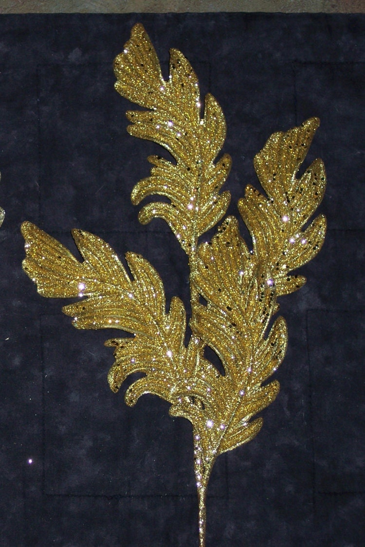 Elegant gold swirley leaf floral stemsgold glittered20 inch