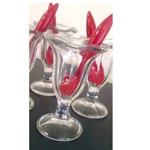 4 Vintage Ice Cream Glasses Sundae Float Goblets by TaylorJewel