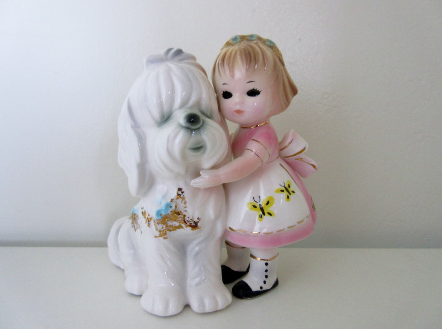 Vintage Josef Originals girl w/Sheep Dog Figurine Epsteam