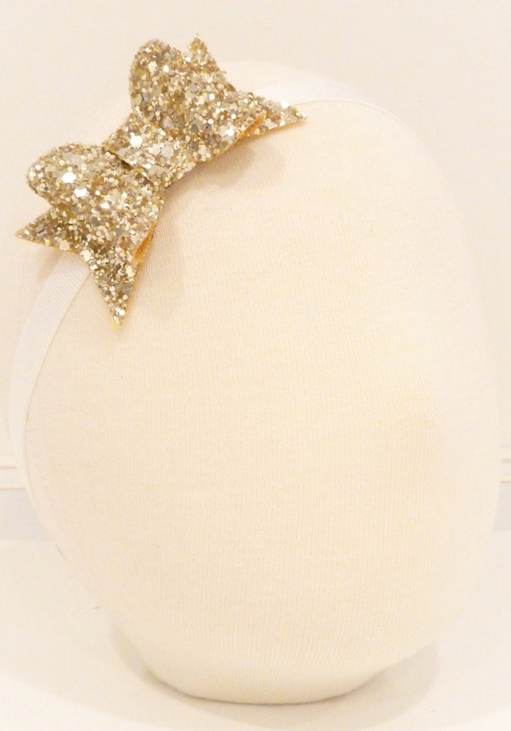 Items similar to Metallic Glitter Bow Headband on Etsy
