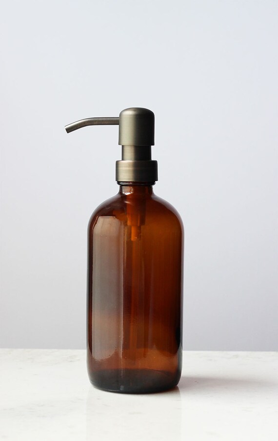 Farmhouse Amber Glass Soap Dispenser Bronze