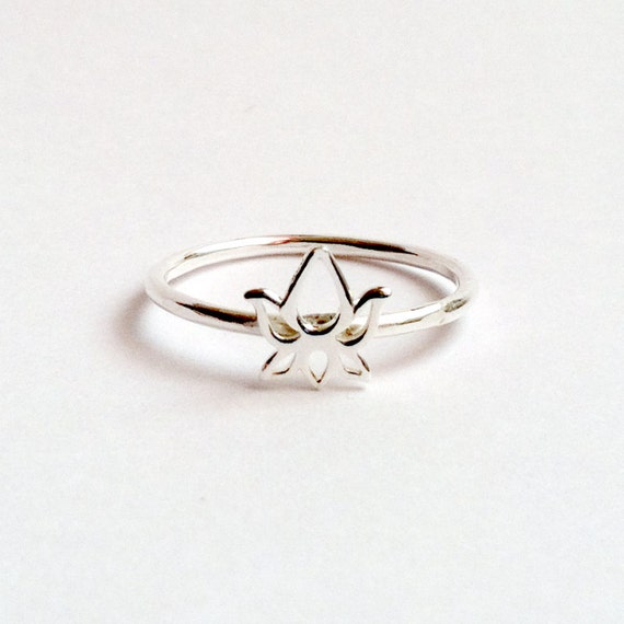 Sterling Silver Lotus Ring, handmade stacking charm ring  yoga ...