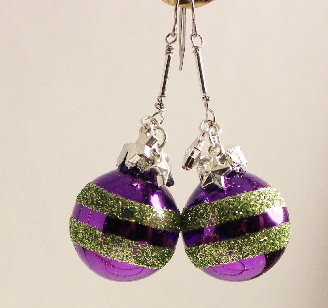 glass ornament earrings pastel purple balls by glass ornament earrings pastel purple balls by