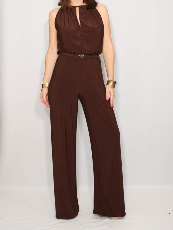 Chocolate brown Jumpsuit Women jumpsuit by KSclothing on Etsy