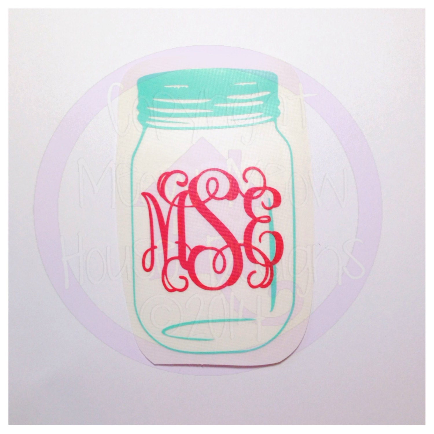 2 Color Mason Jar Monogram Vinyl Decal by MeowMeowHouseDesigns