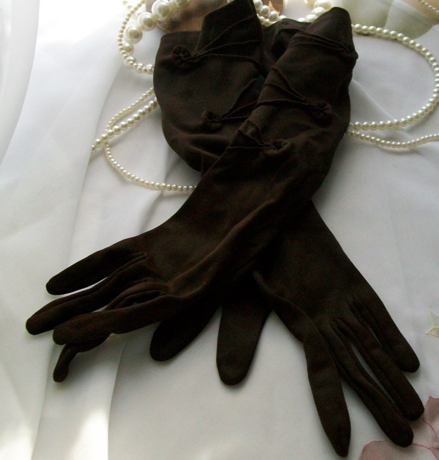 Vintage formal dress gloveschocolate brown gloves size 6