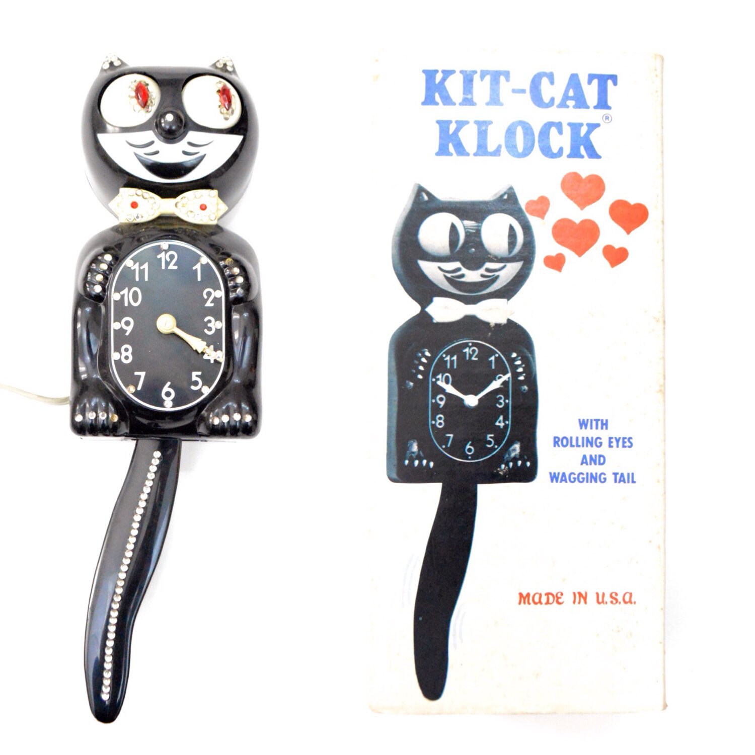 Vintage 80s KitCat Klock Novelty Kitsch Rhinestones by Dopedoll