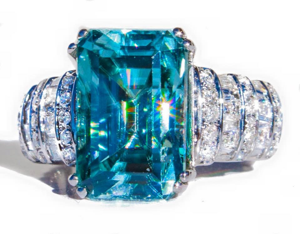 Cambodian Blue Zircon 10.3 ct Emerald Cut Diamond by CAGirlJewelry