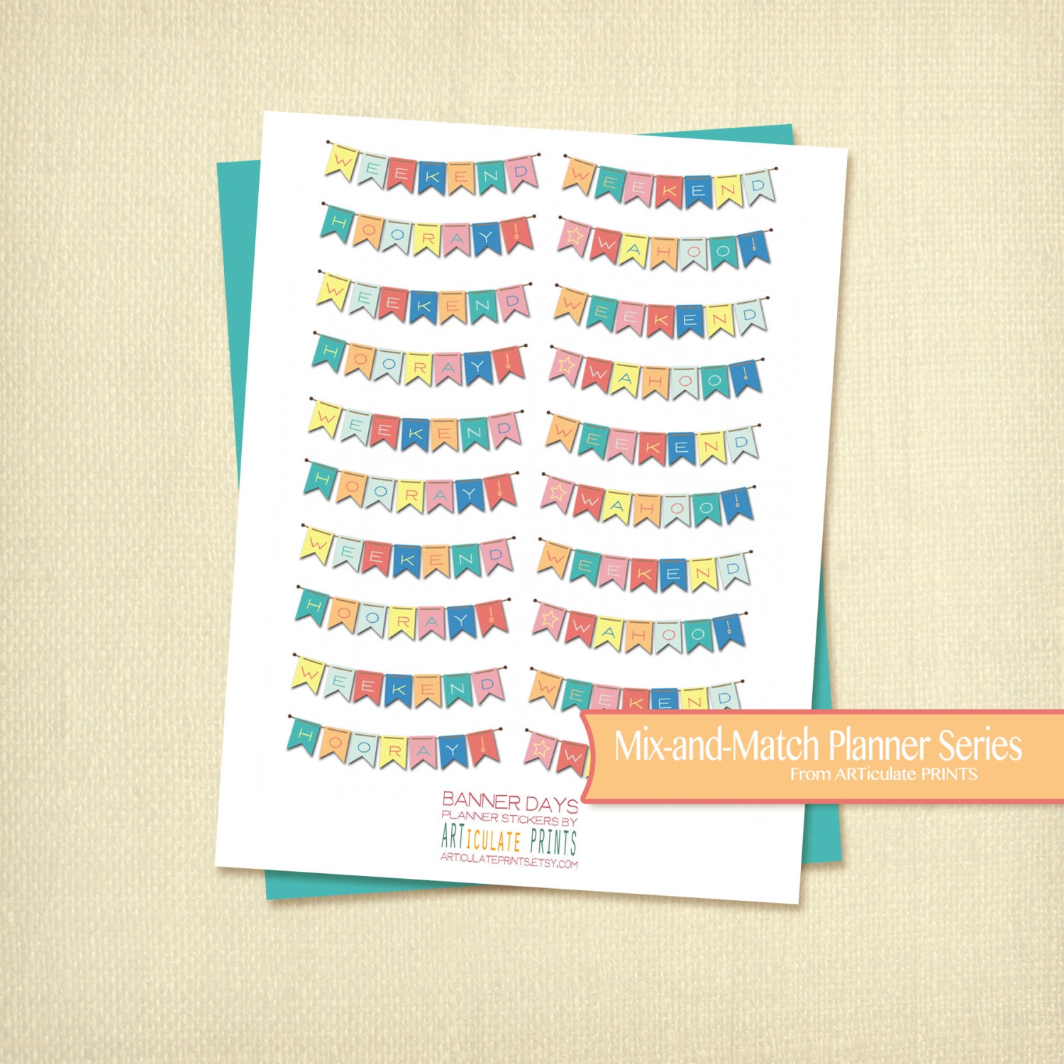 Printable Weekend Planner Stickers | weekend banner printable planner stickers pennant stickers Printable Weekend Planner Stickers | weekend banner printable planner stickers pennant stickers