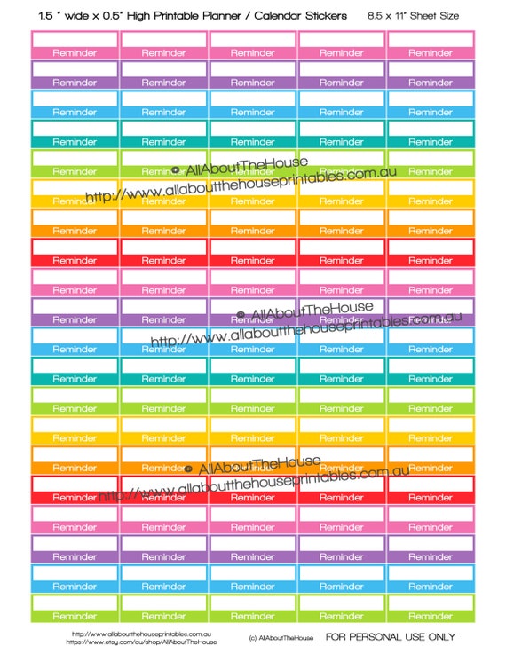 Reminder Printable Calendar Planner Stickers 1 5w X