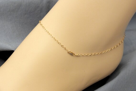 14k Gold Ankle Bracelet Solid 14k Gold Ankle Bracelet 19mm 7110