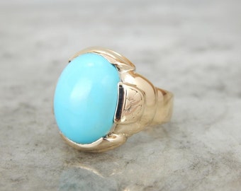 Vintage Robins Egg Blue Turquoise And Gold Ring LCD87L-P