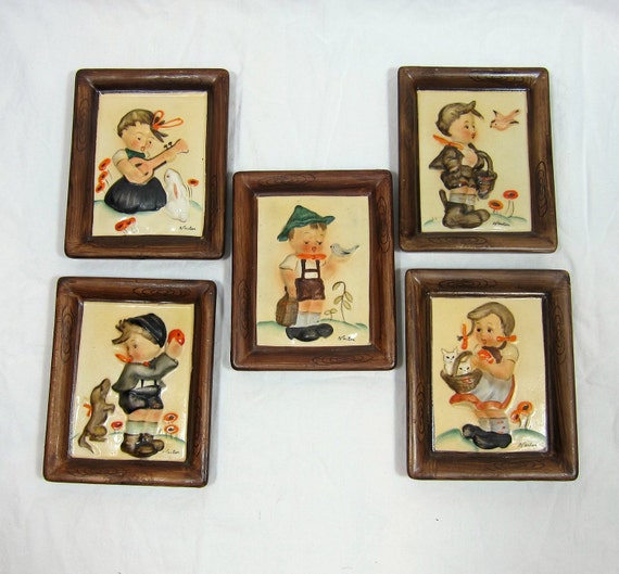 Items similar to Set of 5 Vintage Napco Ceramic Norton Hummel Inspired ...