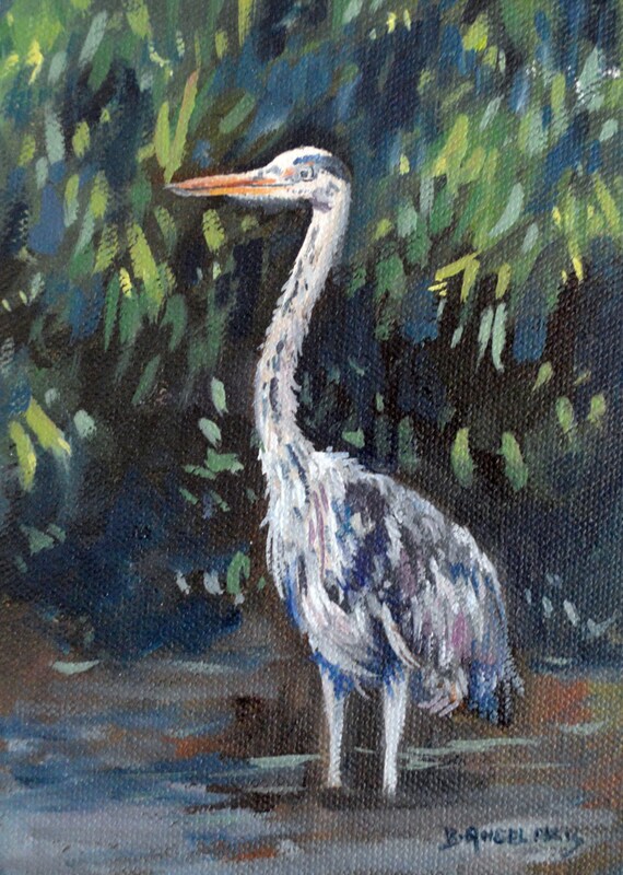 Heron: Original Bird Oil Painting