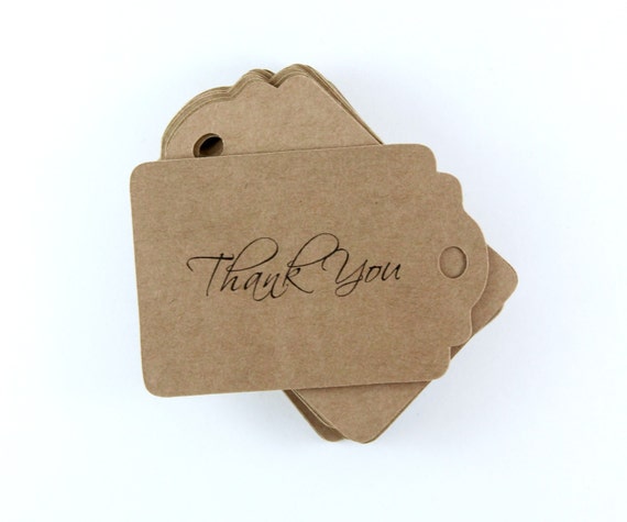 Items similar to Kraft Brown Thank You Tags Set of 20, Kraft Gift Tags ...