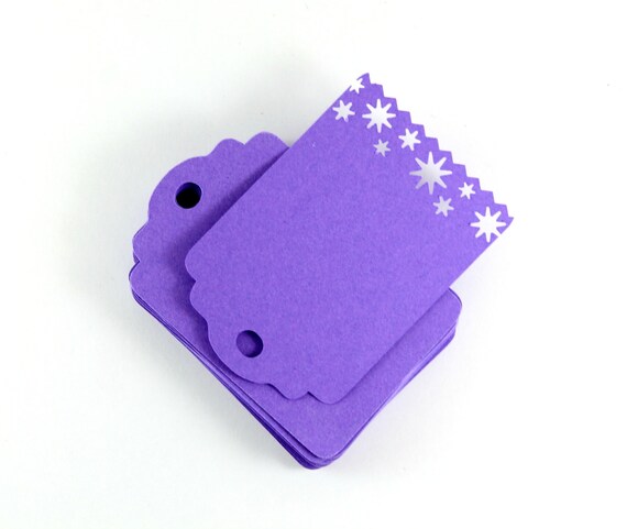 Purple Gift Tags, Blank Tags with Star Border, Birthday Favor Tags ...