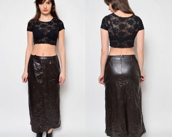 1310402 Black Faux Leather Bustier & Chiffon Skirt