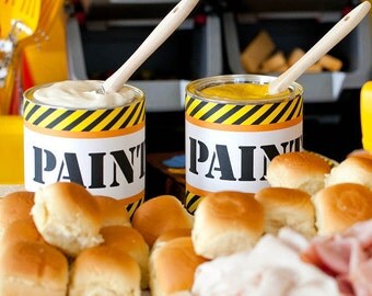 Construction Birthday Party - DIY Printable PAINT CAN Label - Instant Download by Celebration Lane