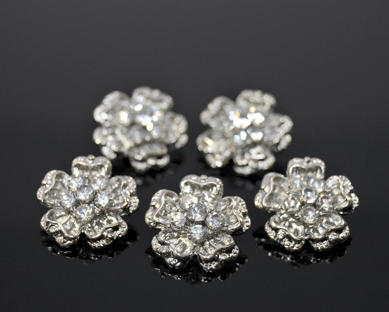 50% OFF 5Pcs small Rhinestone Button crystal buttons metal