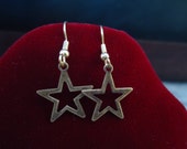 Be the Star Earrings Plain Brass Open Stars on Gold Plated, beaded wires