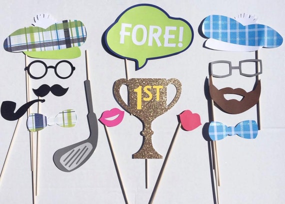 booth props photo themed golf Golf Themed Photo Golf Party Booth Props; Birthday