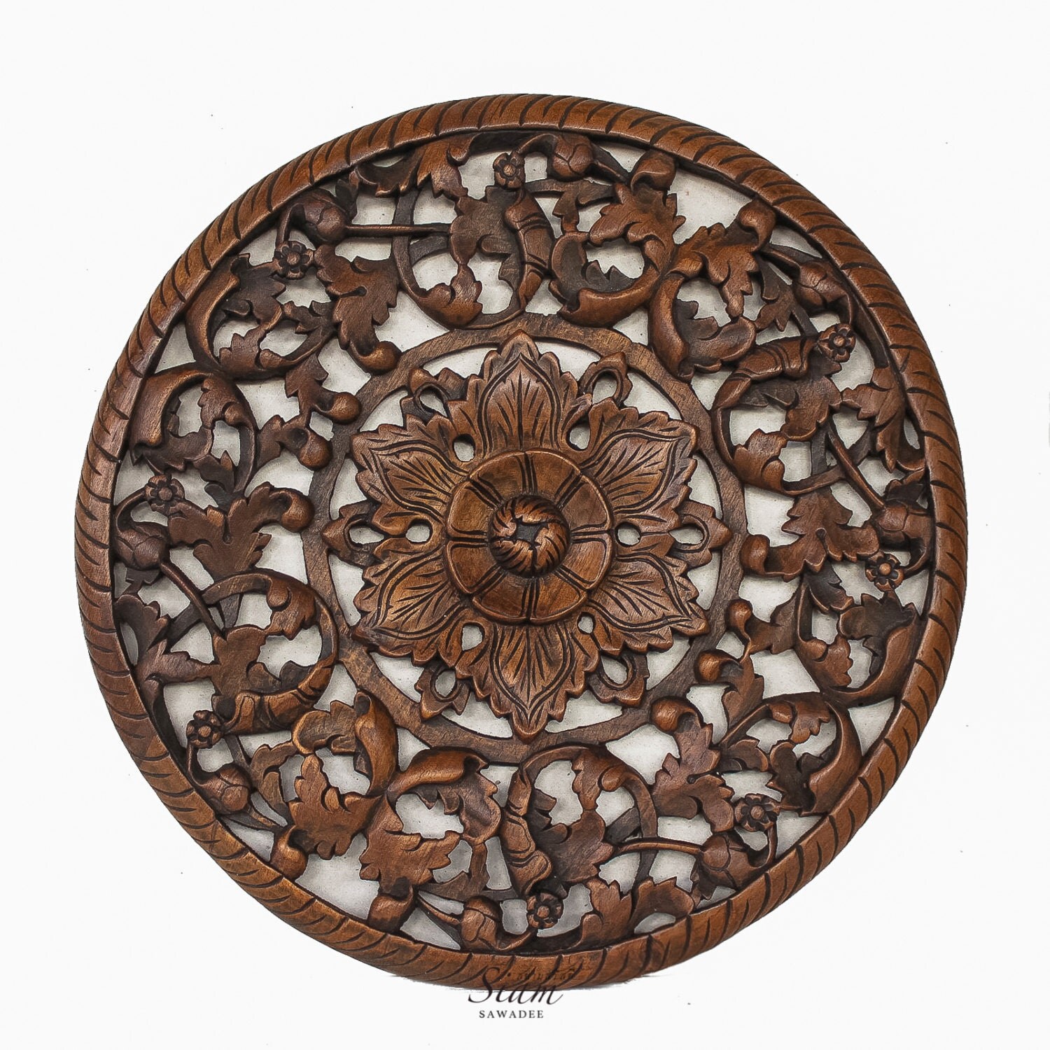 Items similar to Carved Wood Wall Panel. Natural Teak Wood 