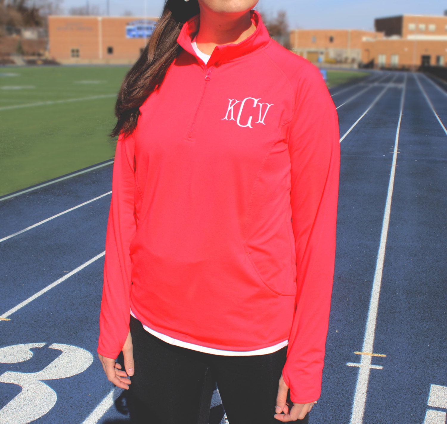 Monogram Athletic Quarter Zip Pullover Jacket | Personalized Monogrammed 1/2 Zip Athletic Dri-Fit Lightweight Pullover