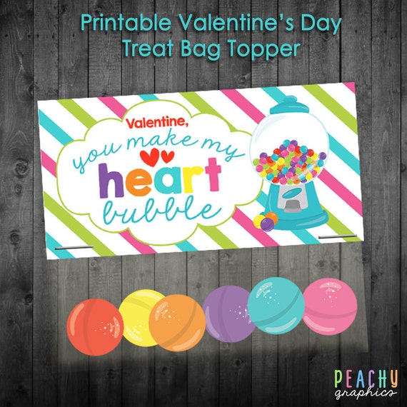 Valentine Treat Bag Toppers Printable by PeachyGraphics on Etsy