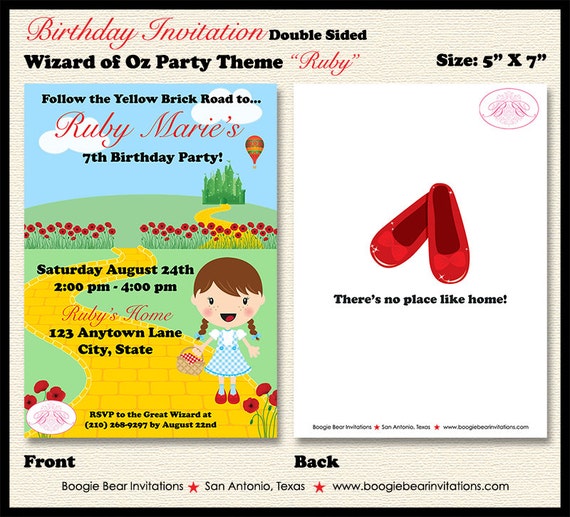 Wizard Of Oz Birthday Party Invitations 8