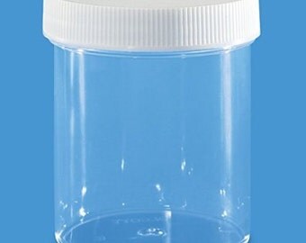 4 oz. Clear Plastic Round Wide-Mouth Jars with White Cap, 6 jars with Lids, Lotion Jar, Food Storage, Bead Storage