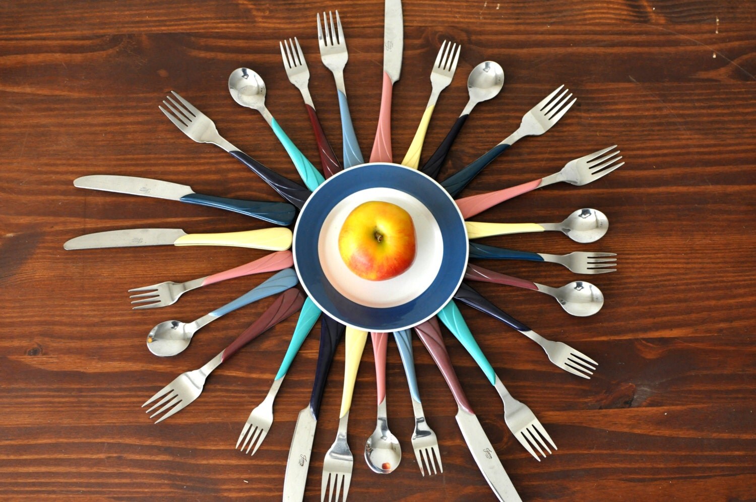 RESERVEDFiesta Flatware MultiColored Plastic Handle by EuroFair