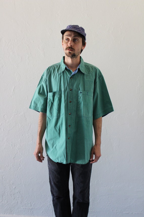 teal mens button up shirt