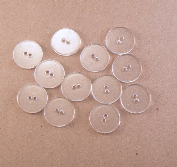 12 3/4 Plastic Clear Two Hole Flat Sewing Buttons