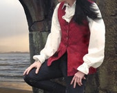 Long 18th Century Style Brocade Waistcoat - Red